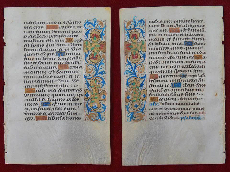 Pagina di manoscritto francese del 1510 - Libro delle Ore