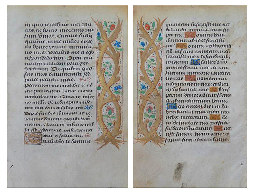Pagina di manoscritto francese del 1510 - Libro delle Ore