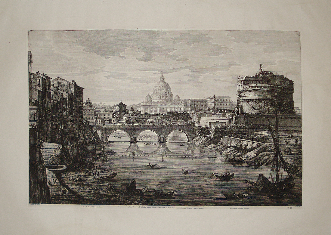 Veduta di Ponte e Castel S. Angelo - Luigi Rossini