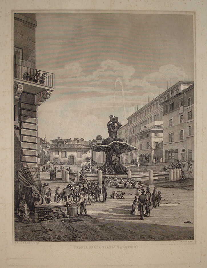 Veduta della Piazza Barberini - Luigi Rossini