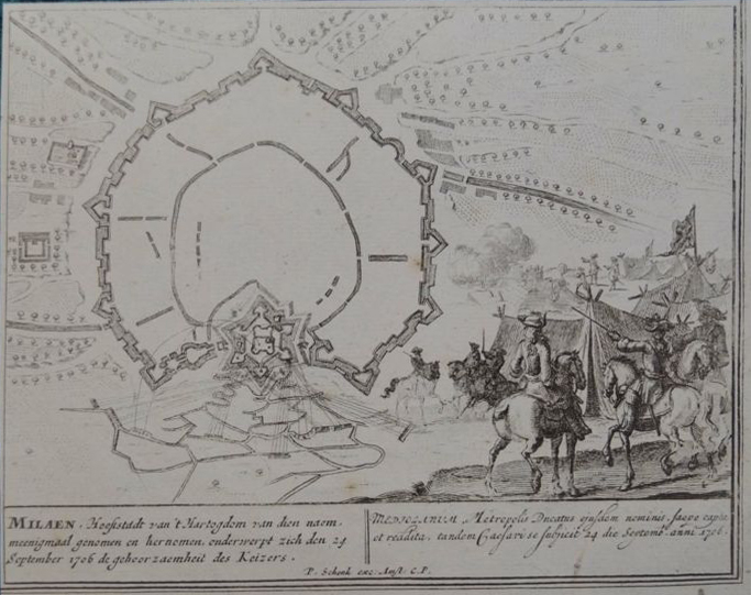 Pianta di Milano durante l'assedio del 1706 - Peter Schenk