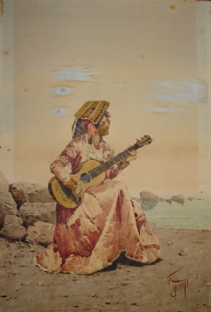 Donna che suona una chitarra - Filippo Indoni