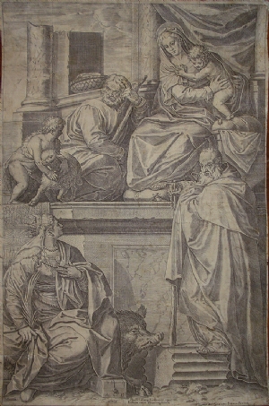 Sacra Famiglia con S. Giovannino, S. Caterina d'Alessandria e S. Antonio Abate - Agostino Carracci - Paolo Veronese