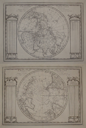 Emisfero Terrestre Settentrionale e Meridionale (world map) - Giovanni Maria Cassini