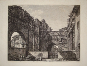Veduta dell'interno del Pronao dei Portici d'Ottavia - Luigi Rossini