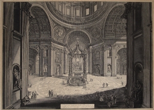 Veduta interna della Basilica di S.Pietro in Vaticano vicino la tribuna - Giovanni Battista Piranesi 