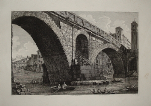 Veduta di Ponte Quattro Capi (Isola Tiberina) - Luigi Rossini