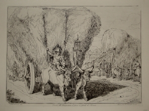 Wagons carrying hay barns of Rome - Bartolomeo Pinelli