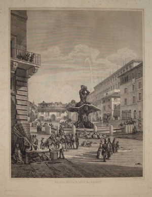 Veduta della Piazza Barberini - Luigi Rossini