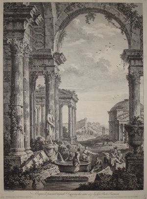 Capriccio con Pantheon e Colosseo - Francois Vivares - Giovanni Paolo Pannini