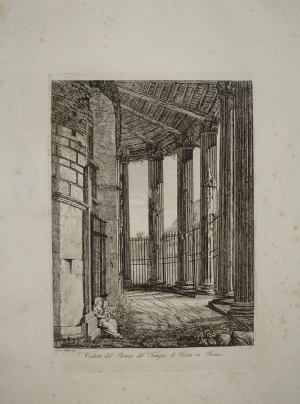 Veduta del Pronao del Tempio di Veste in Roma (Ercole Vincitore) - Luigi Rossini